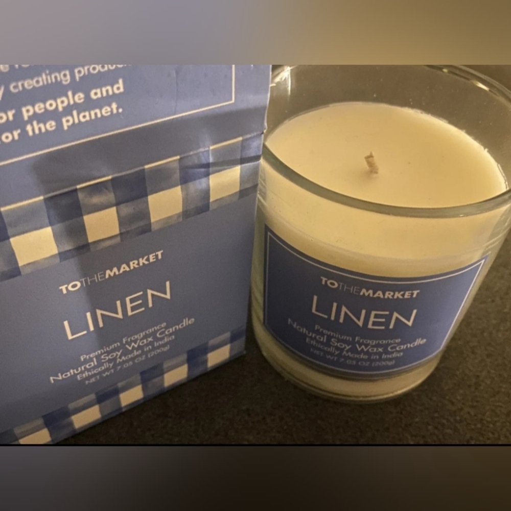 TO THE MARKET Natural LINEN Scented Soy Wax Candle 7.05 oz BNIB